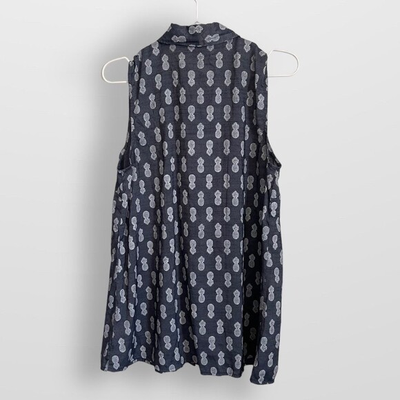 Kim Rogers Pineapple Sleeveless Button Down M - Picture 3 of 7